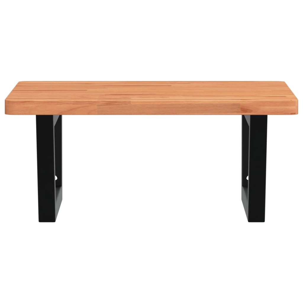 Basin Shelf Wall Mounted Steel and Solid Wood Beech