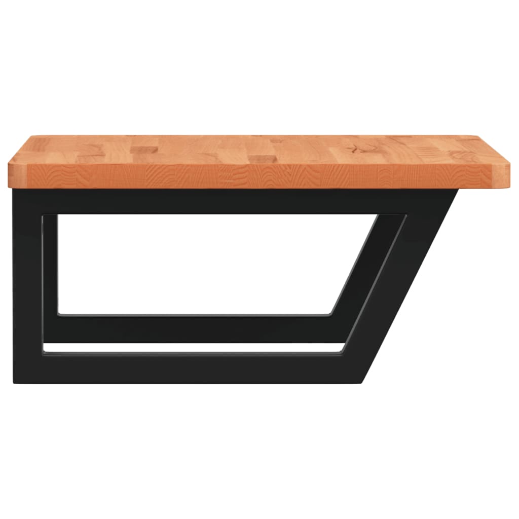 Basin Shelf Wall Mounted Steel and Solid Wood Beech