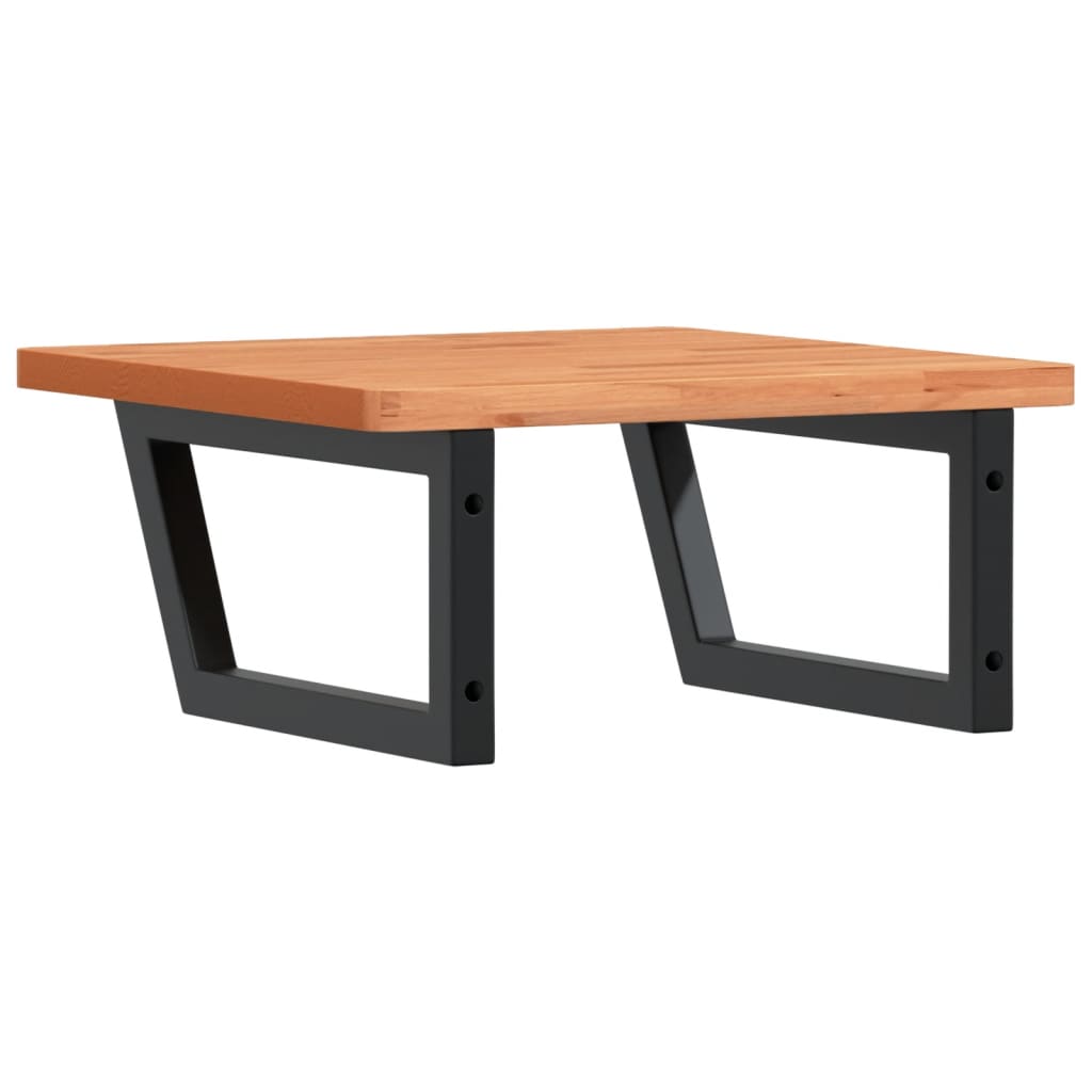 Basin Shelf Wall Mounted Steel and Solid Wood Beech