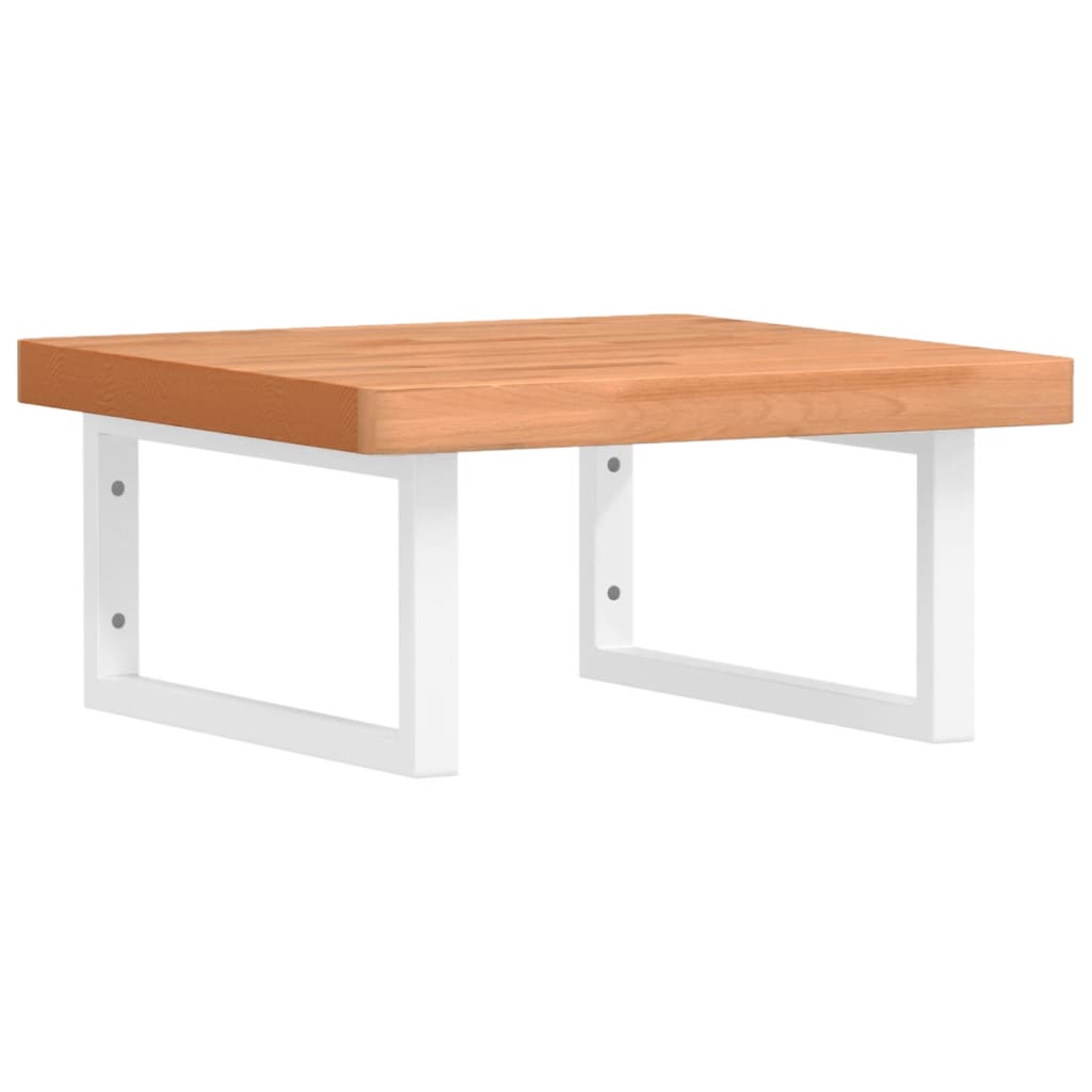 Basin Shelf Wall Mounted Steel and Solid Wood Beech