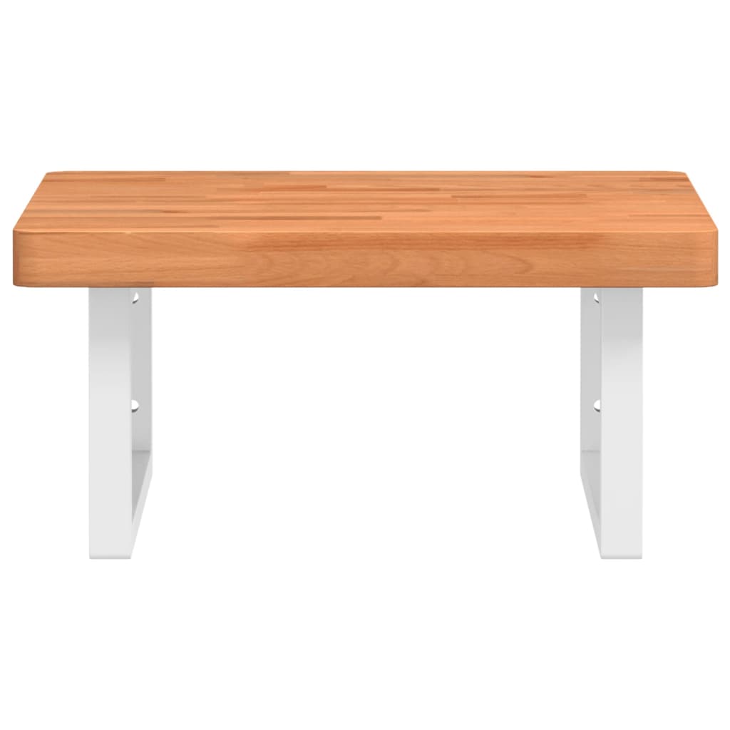 Basin Shelf Wall Mounted Steel and Solid Wood Beech