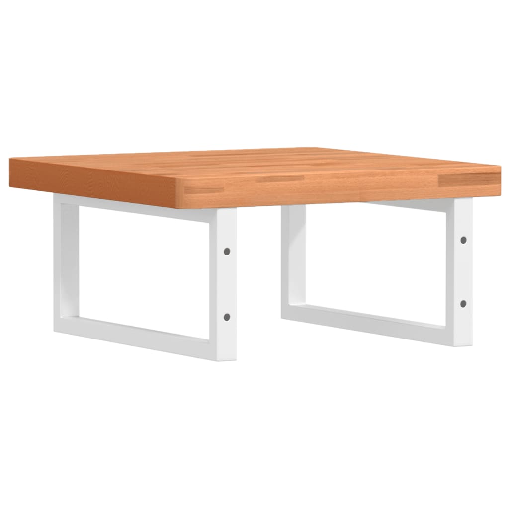 Basin Shelf Wall Mounted Steel and Solid Wood Beech