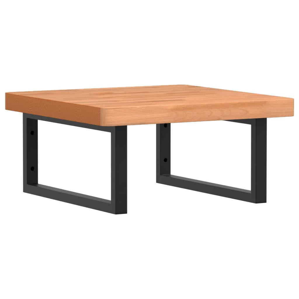 Basin Shelf Wall Mounted Steel and Solid Wood Beech