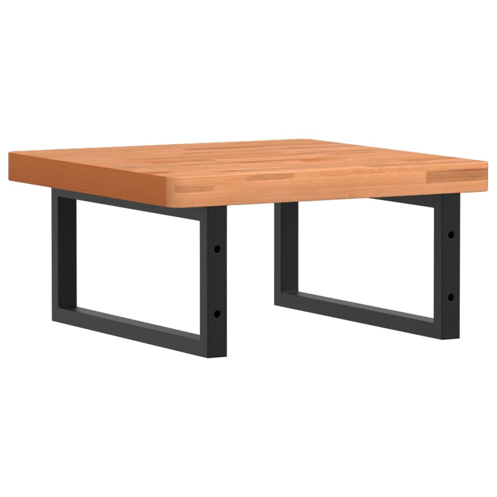 Basin Shelf Wall Mounted Steel and Solid Wood Beech