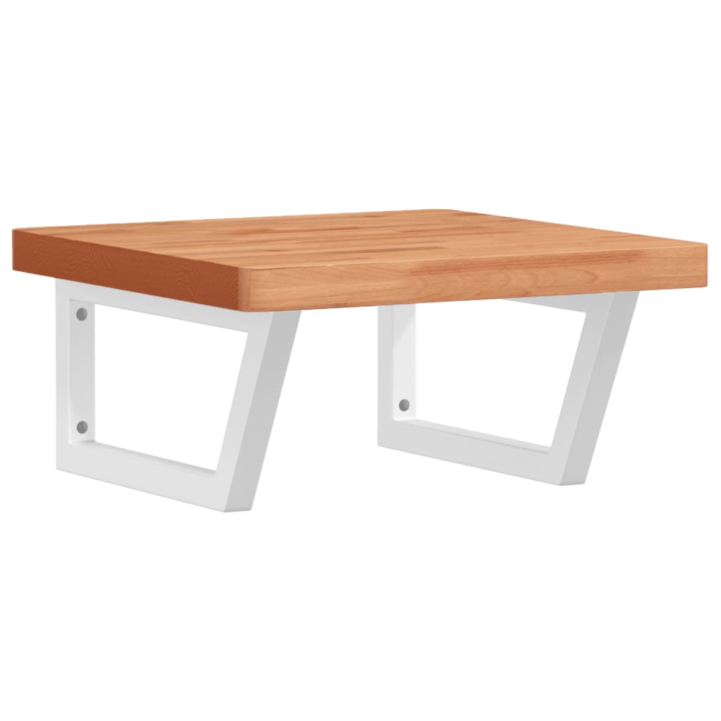 Basin Shelf Wall Mounted Steel and Solid Wood Beech