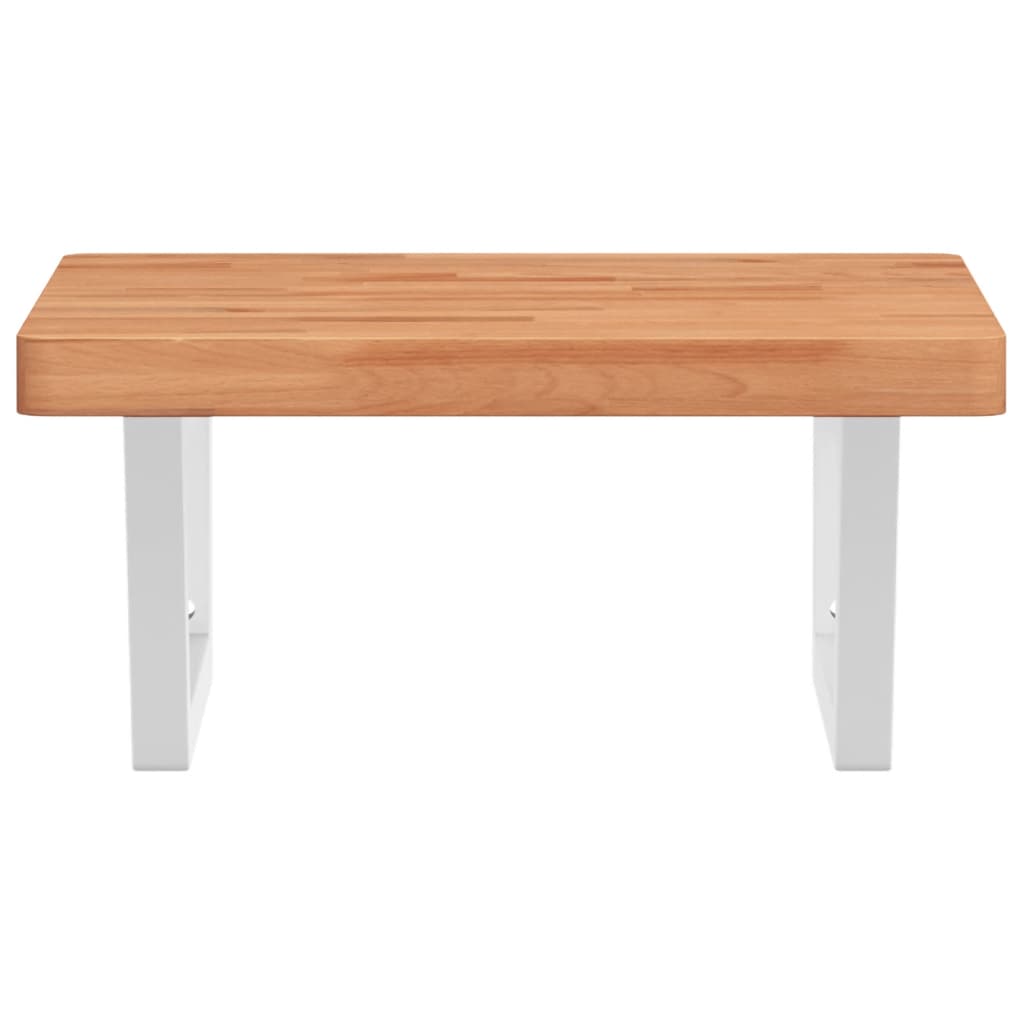 Basin Shelf Wall Mounted Steel and Solid Wood Beech
