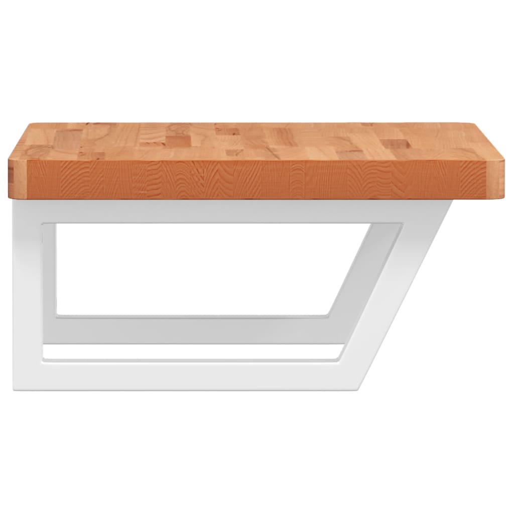 Basin Shelf Wall Mounted Steel and Solid Wood Beech