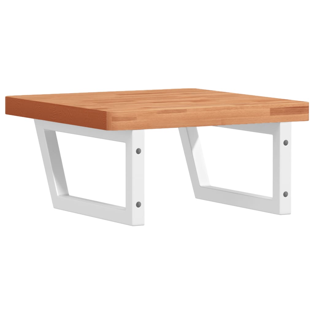 Basin Shelf Wall Mounted Steel and Solid Wood Beech