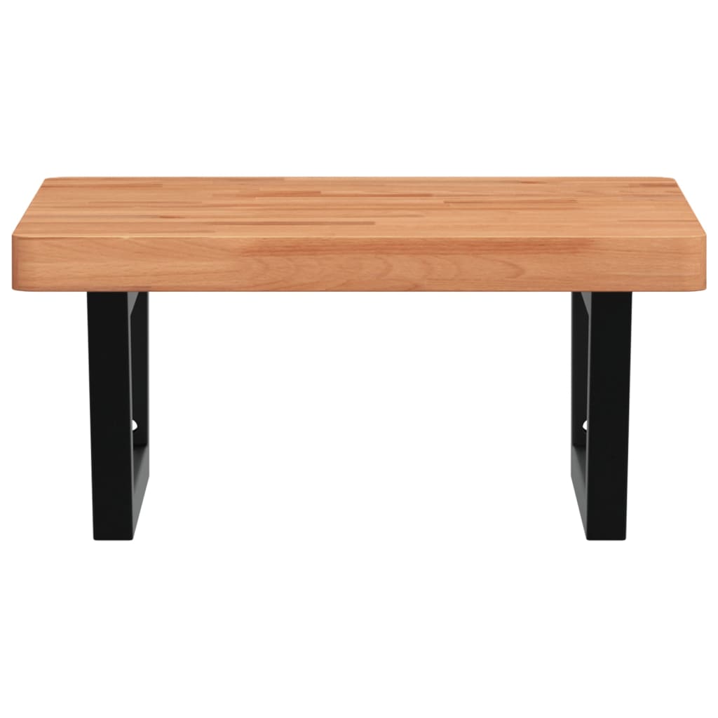 Basin Shelf Wall Mounted Steel and Solid Wood Beech