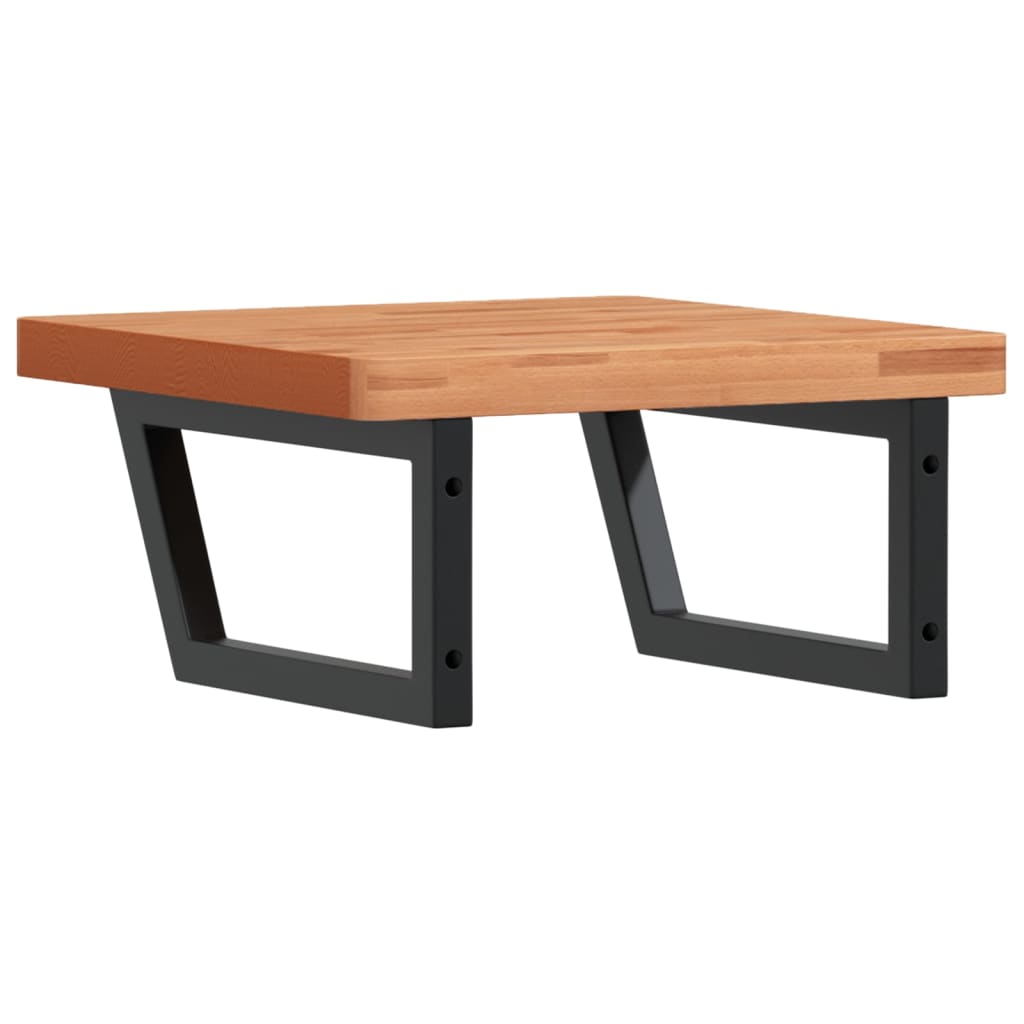 Basin Shelf Wall Mounted Steel and Solid Wood Beech