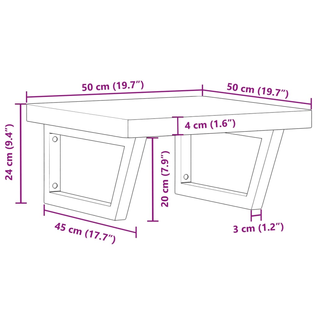 Basin Shelf Wall Mounted Steel and Solid Wood Beech
