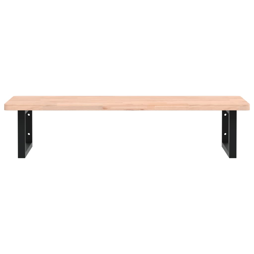 Basin Shelf Wall Mounted Steel and Solid Wood Beech