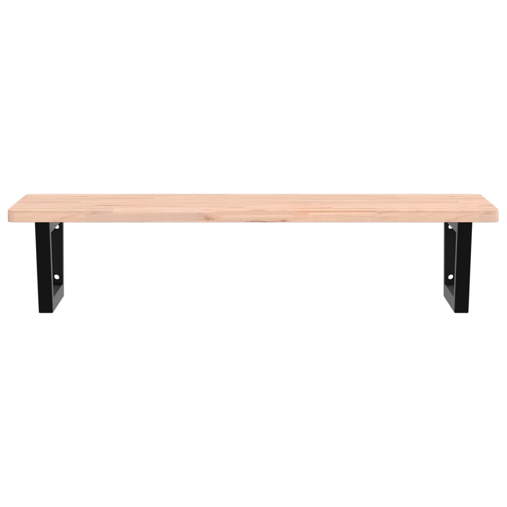 Basin Shelf Wall Mounted Steel and Solid Wood Beech