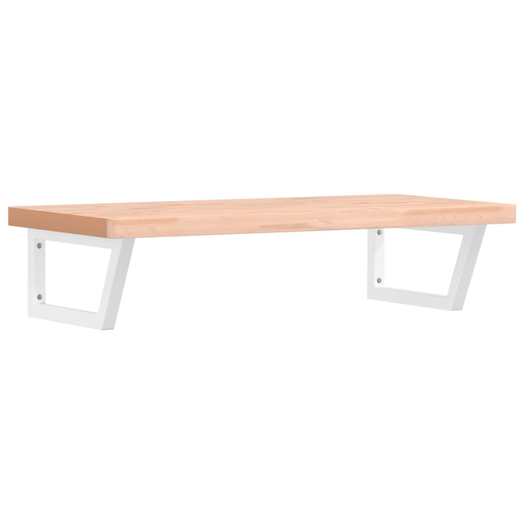 Basin Shelf Wall Mounted Steel and Solid Wood Beech