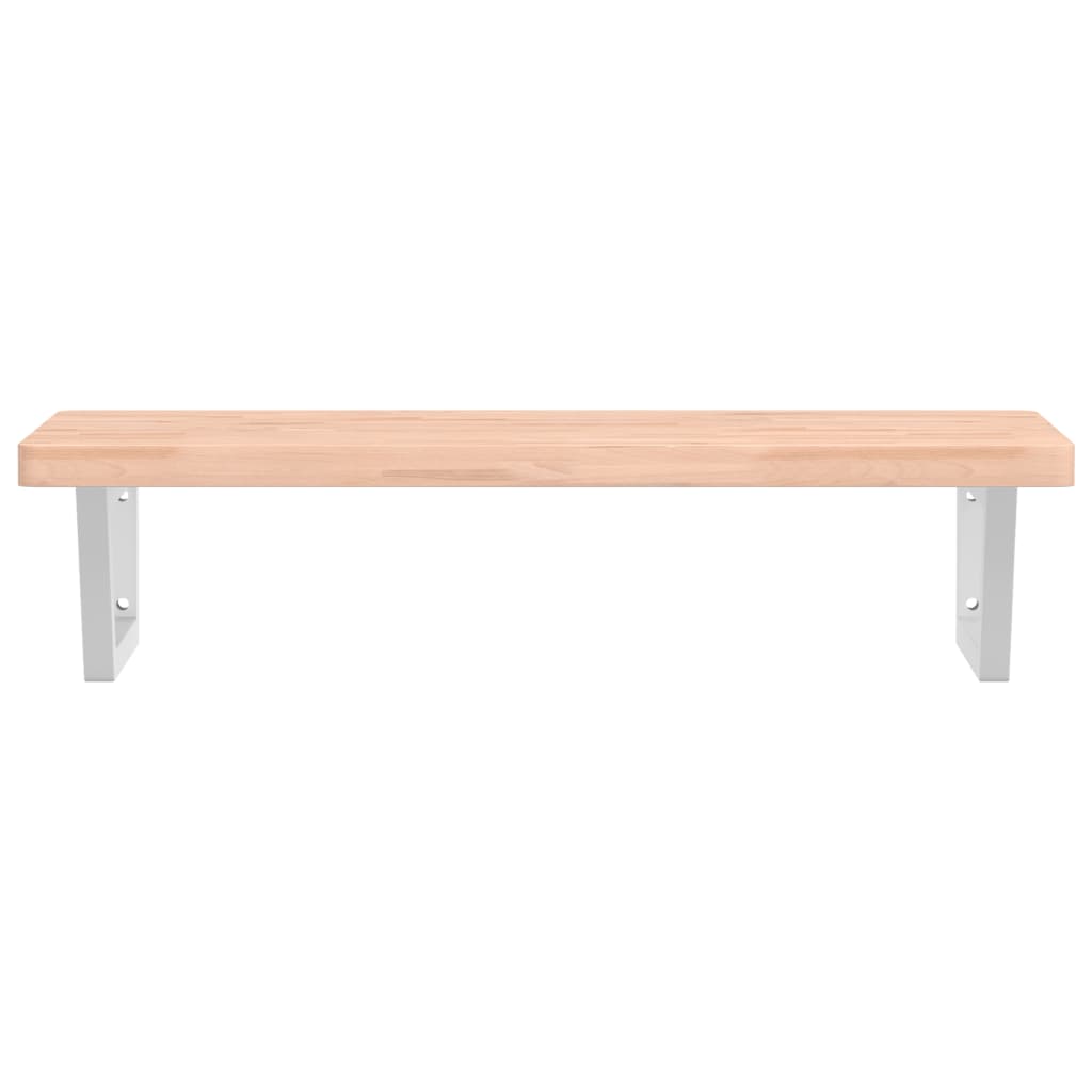 Basin Shelf Wall Mounted Steel and Solid Wood Beech