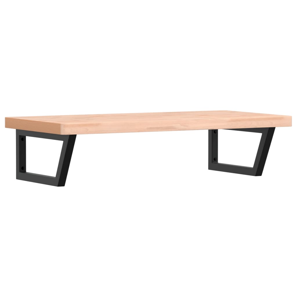 Basin Shelf Wall Mounted Steel and Solid Wood Beech