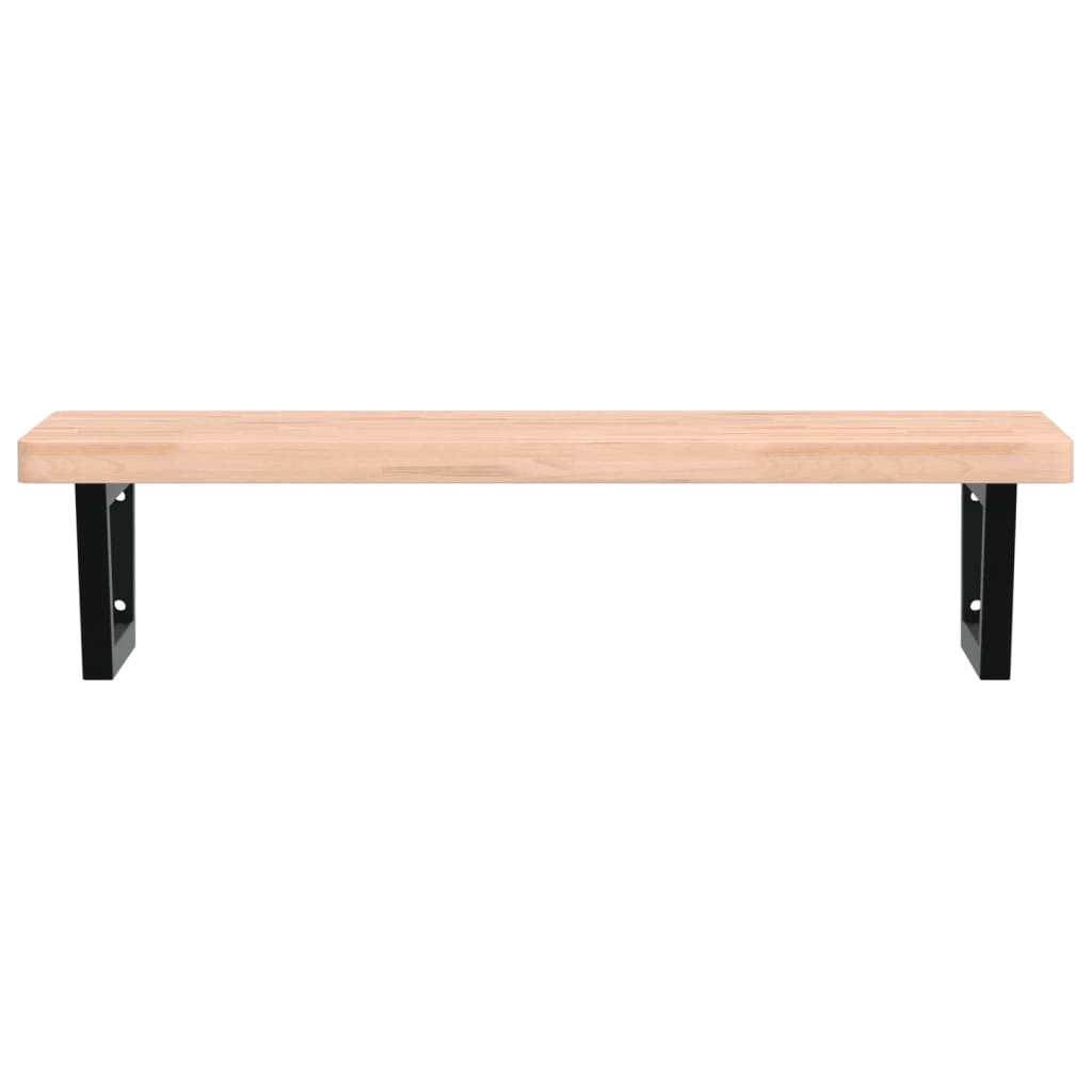 Basin Shelf Wall Mounted Steel and Solid Wood Beech