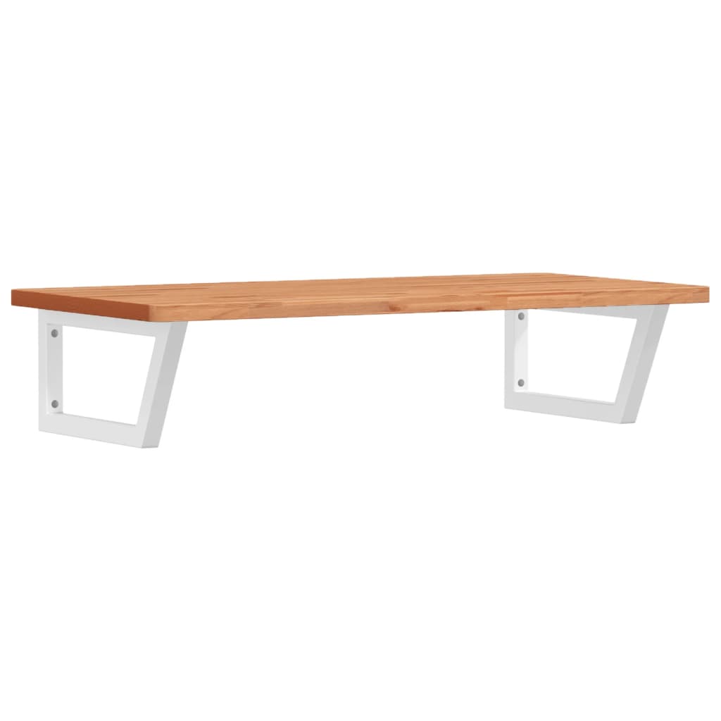 Basin Shelf Wall Mounted Steel and Solid Wood Beech