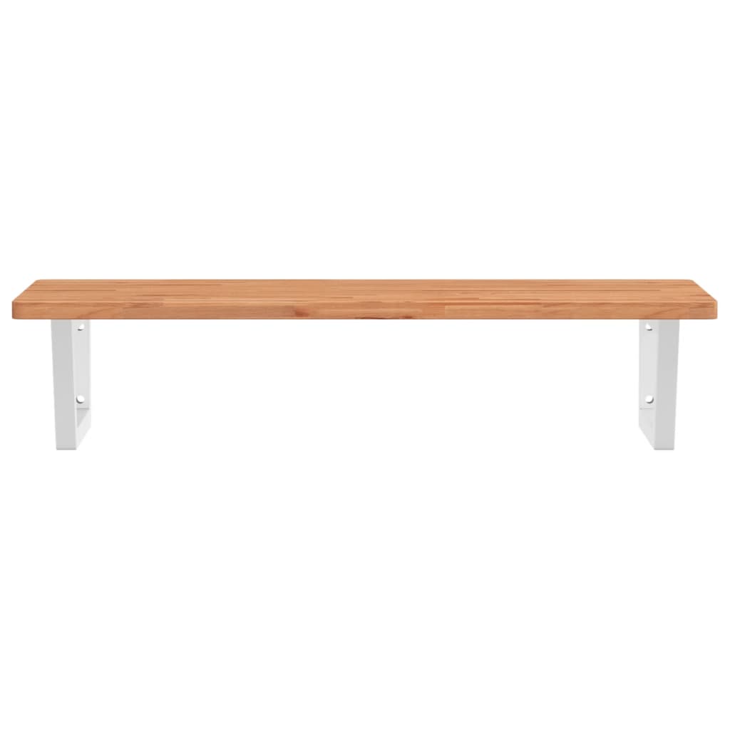 Basin Shelf Wall Mounted Steel and Solid Wood Beech