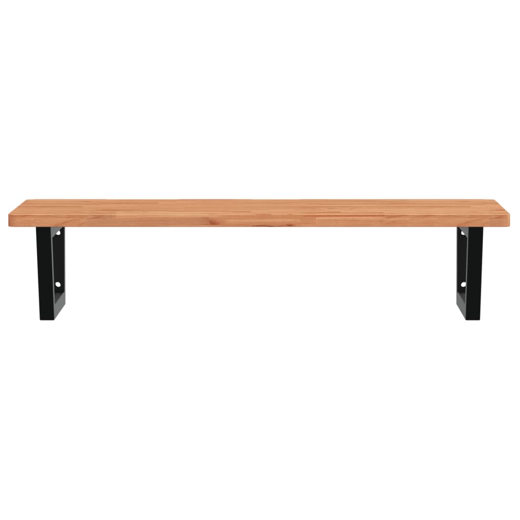 Basin Shelf Wall Mounted Steel and Solid Wood Beech