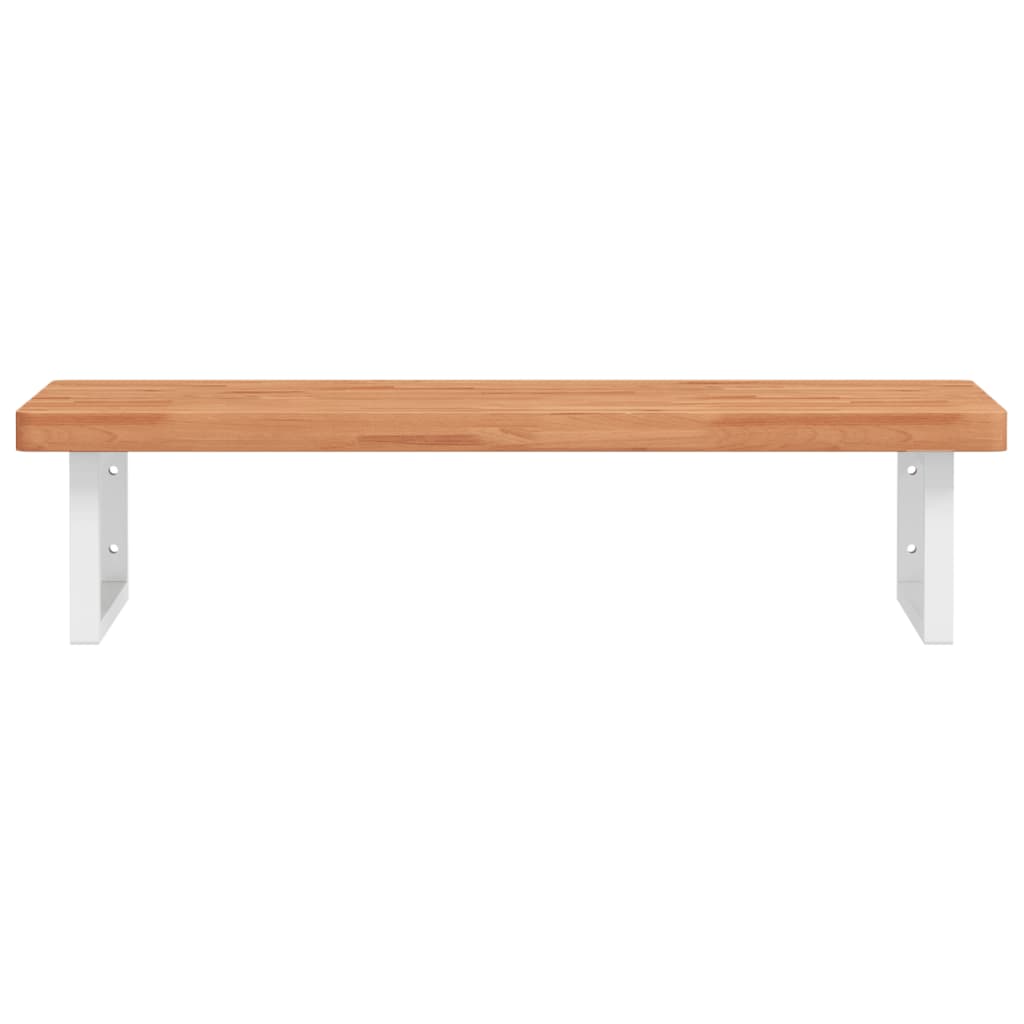 Basin Shelf Wall Mounted Steel and Solid Wood Beech