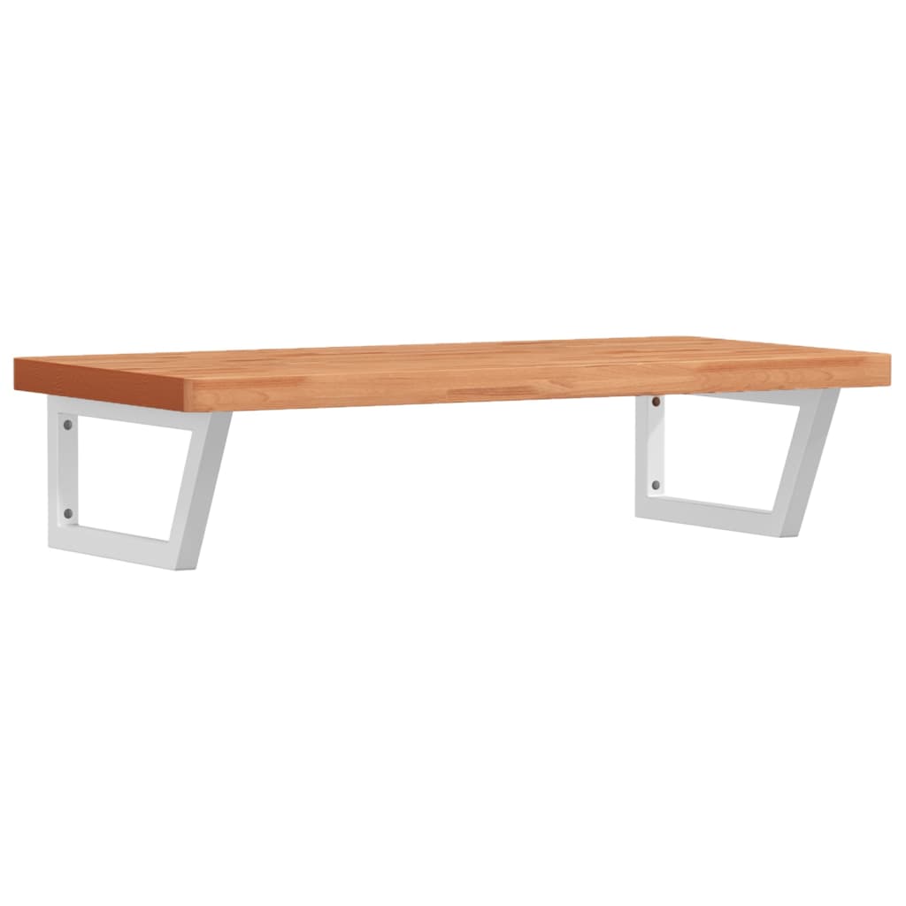 Basin Shelf Wall Mounted Steel and Solid Wood Beech