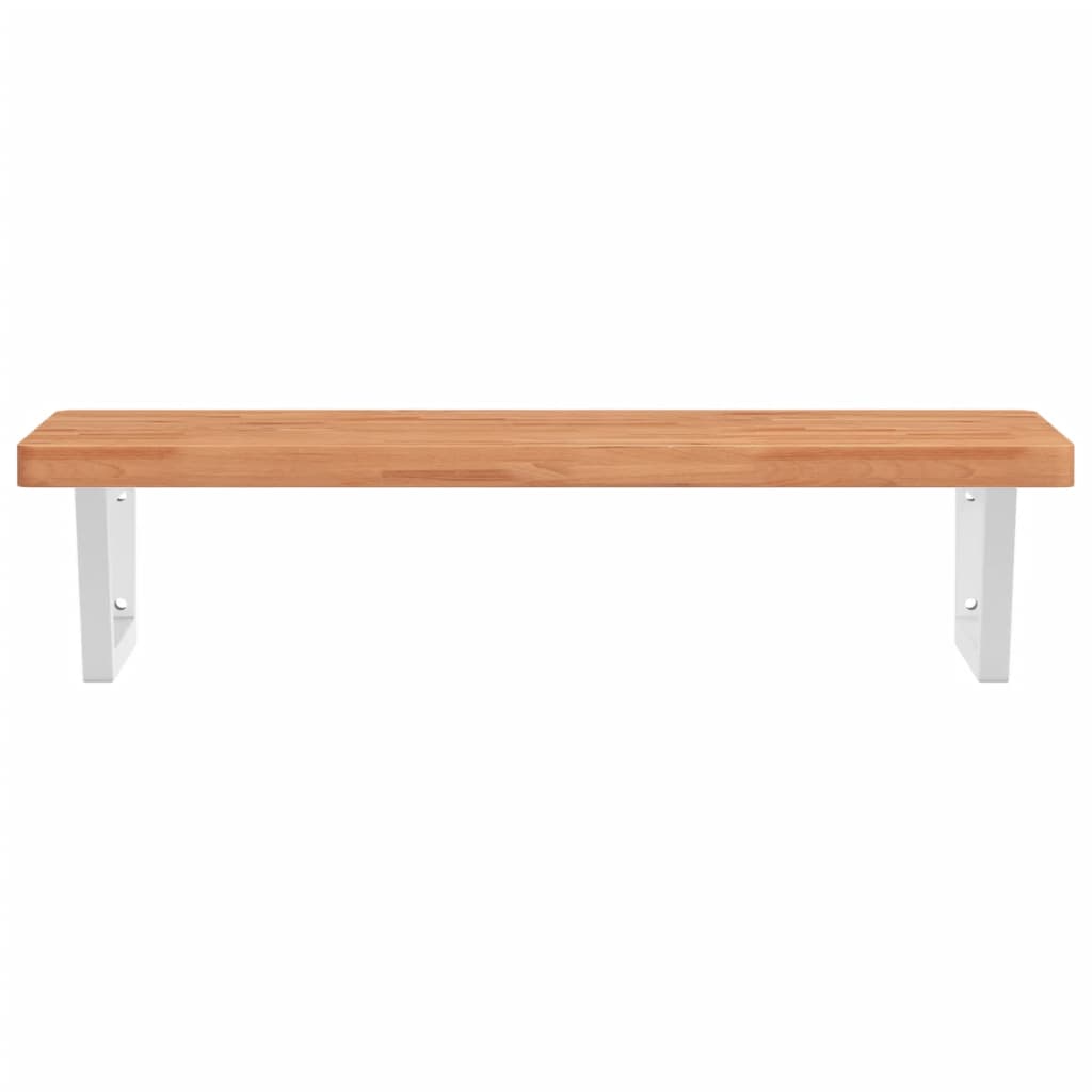 Basin Shelf Wall Mounted Steel and Solid Wood Beech