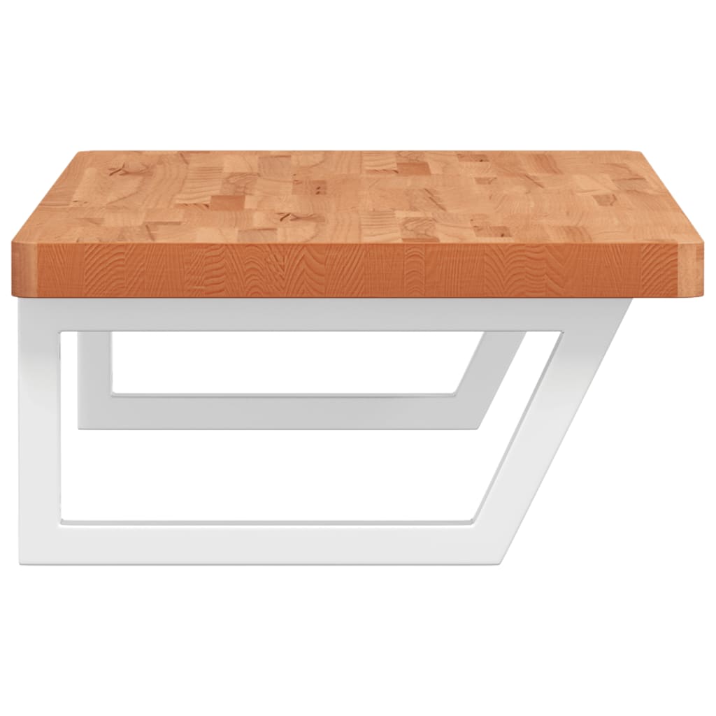 Basin Shelf Wall Mounted Steel and Solid Wood Beech
