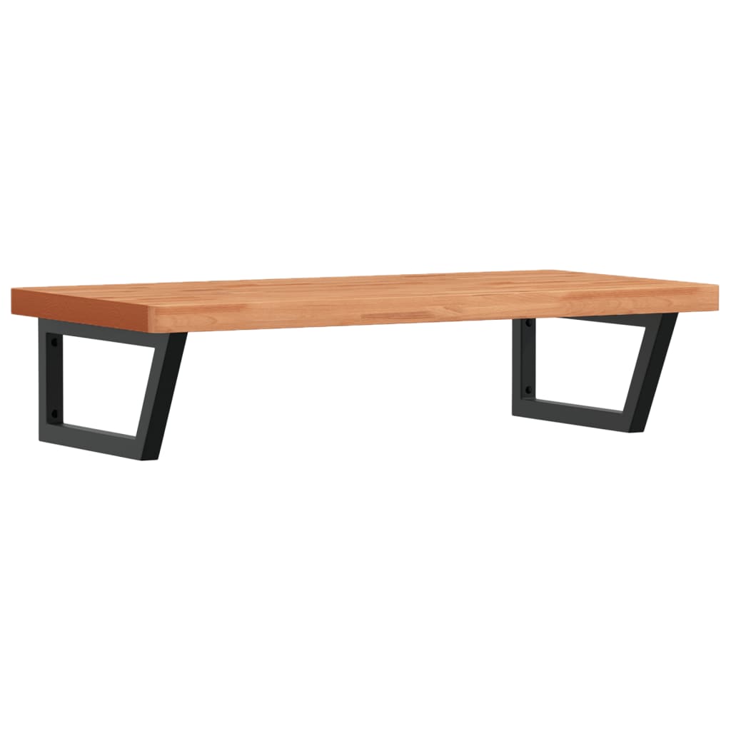 Basin Shelf Wall Mounted Steel and Solid Wood Beech
