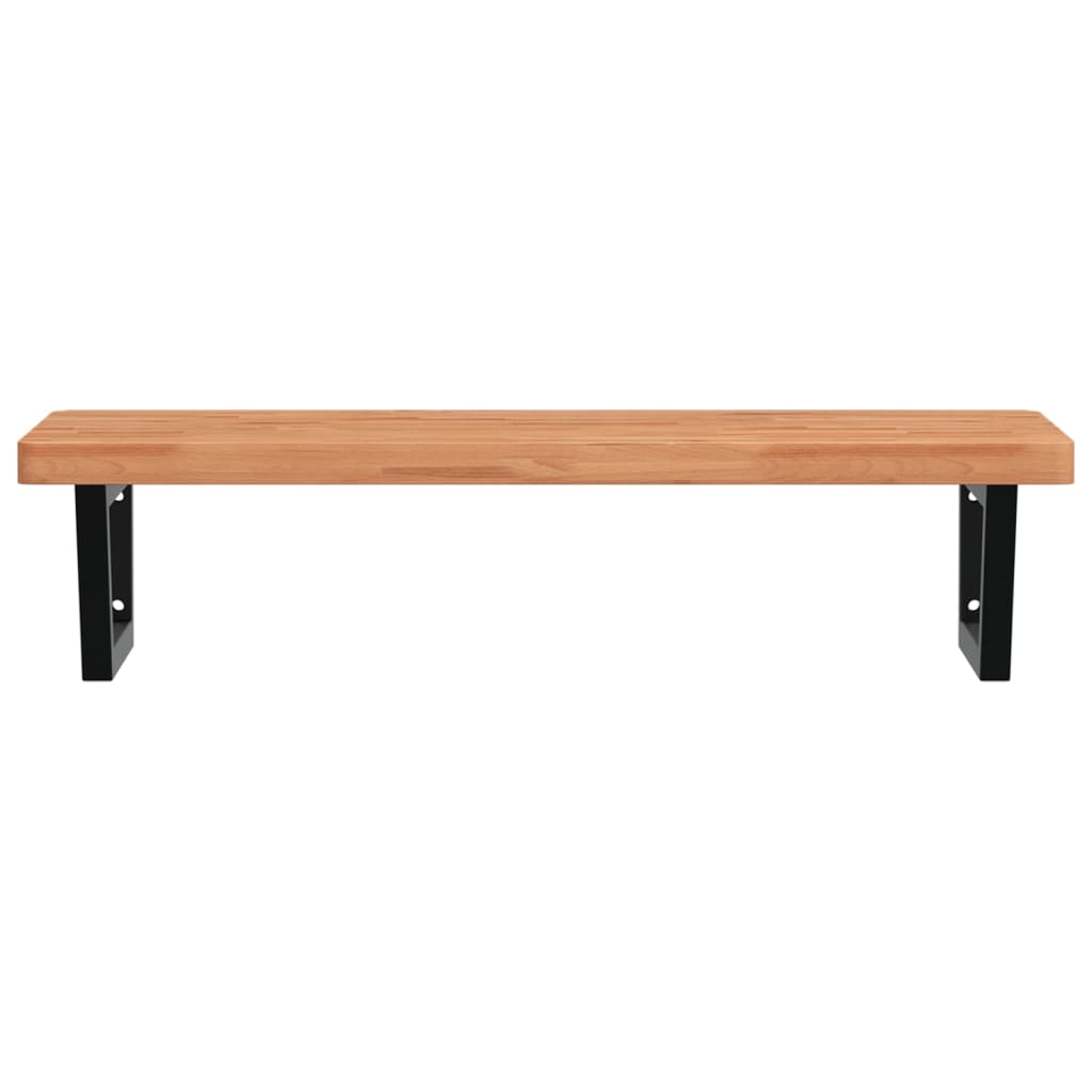 Basin Shelf Wall Mounted Steel and Solid Wood Beech