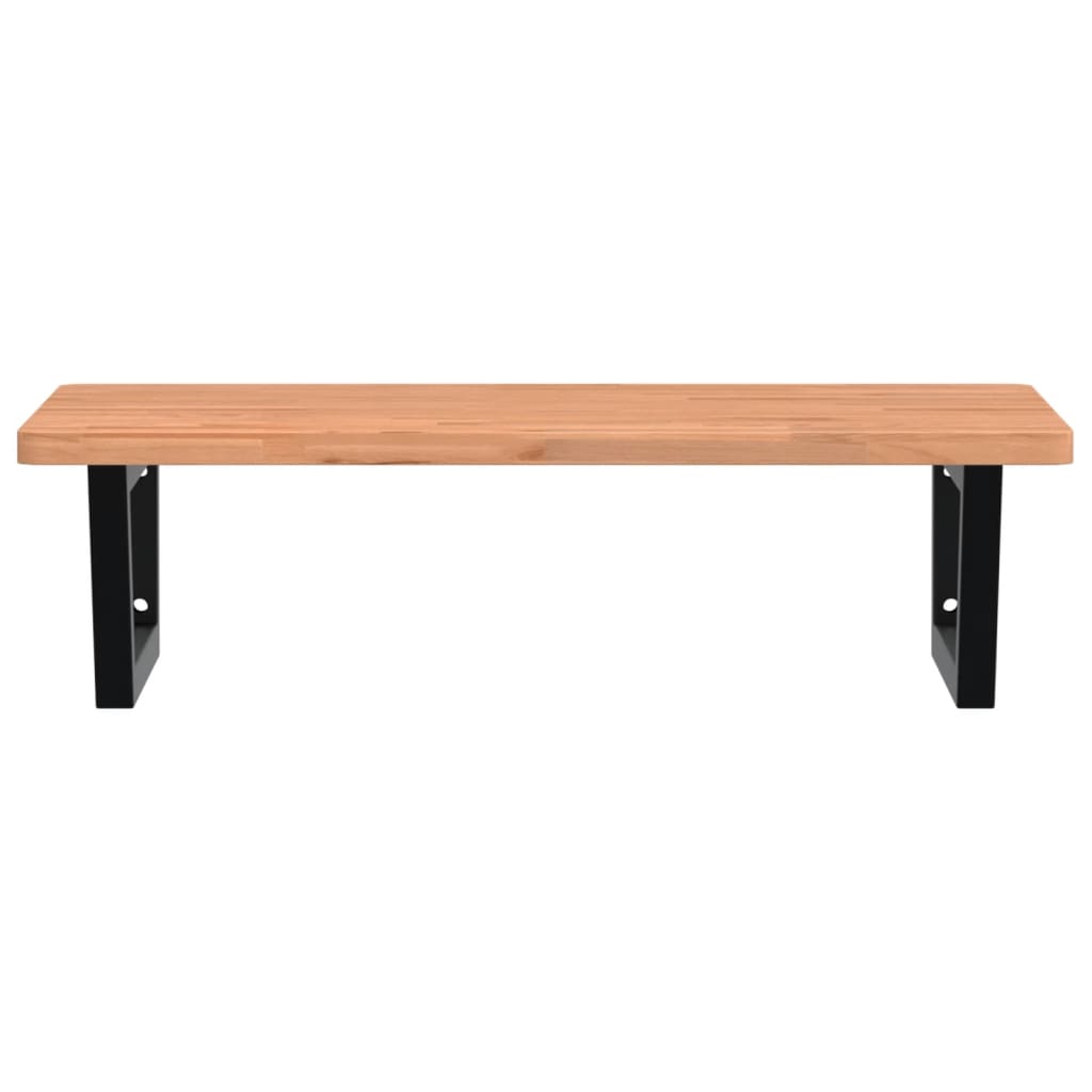 Basin Shelf Wall Mounted Steel and Solid Wood Beech