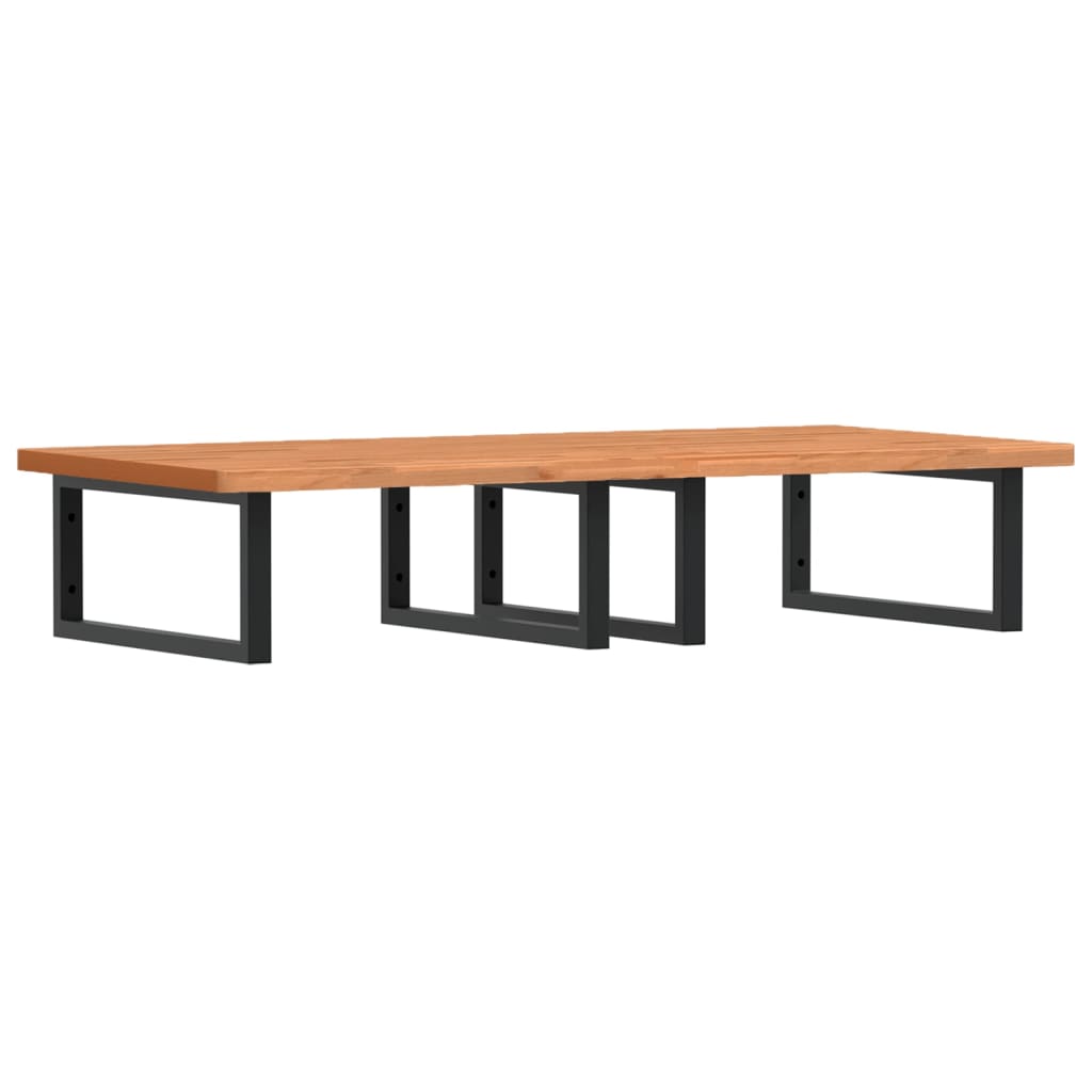 Basin Shelf Wall Mounted Steel and Solid Wood Beech