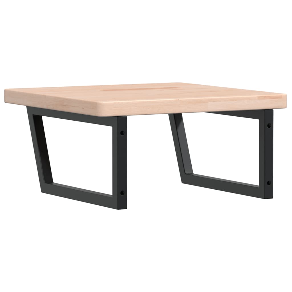 Basin Shelf Wall Mounted Steel and Solid Wood Oak