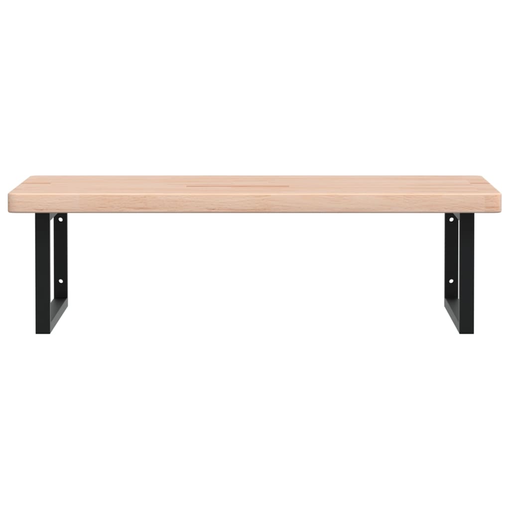 Basin Shelf Wall Mounted Steel and Solid Wood Oak