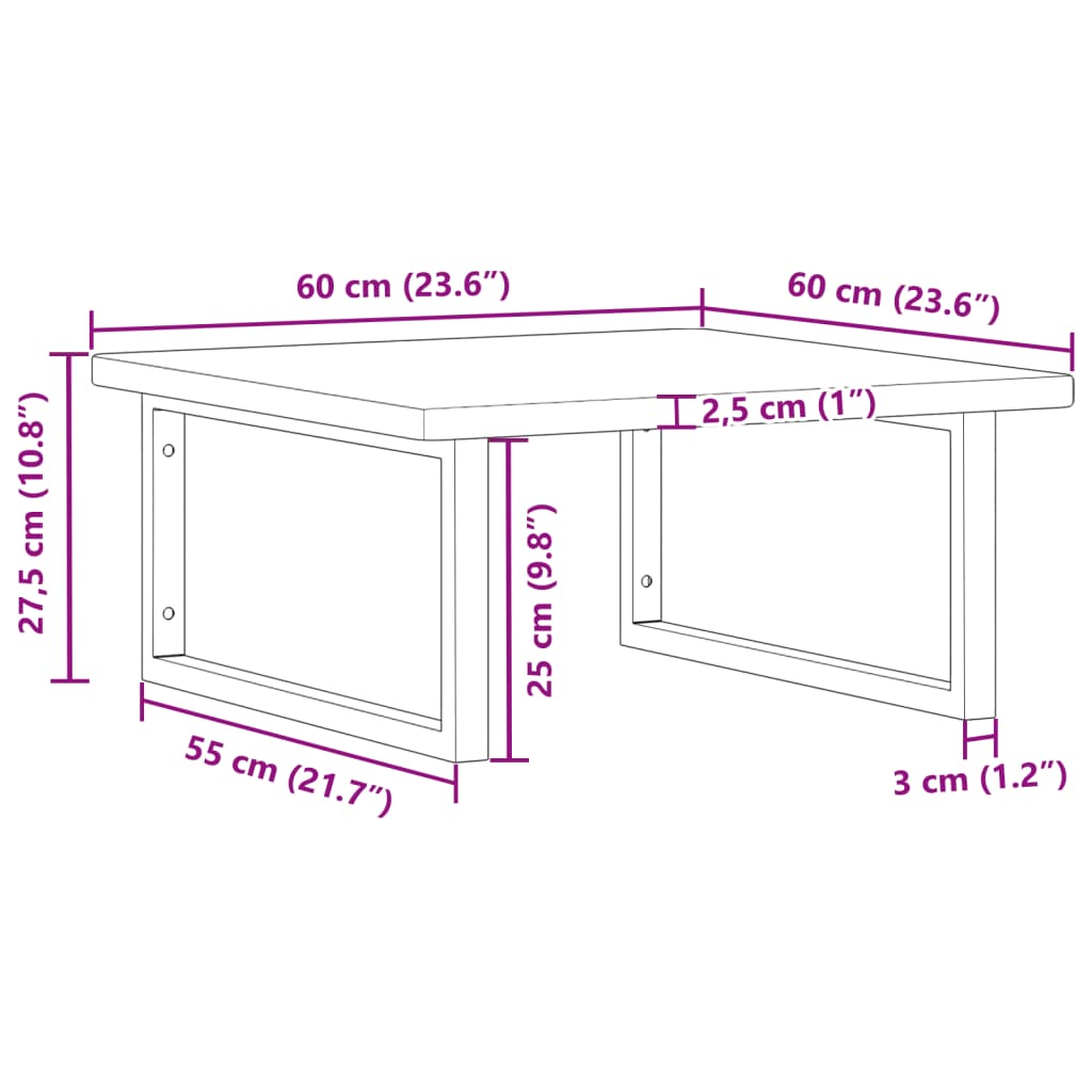 vidaXL Basin Shelf Wall Mounted Steel and Solid Wood Oak