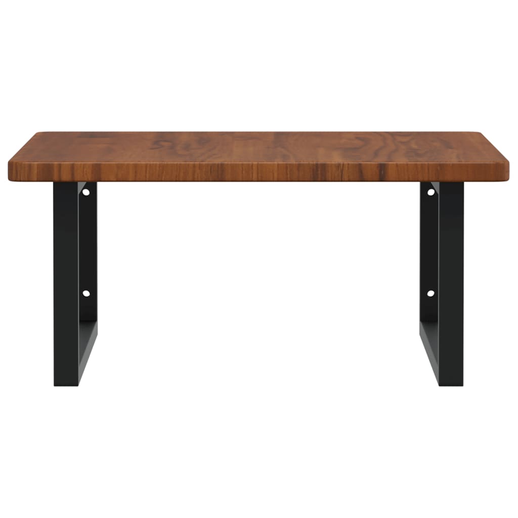 Basin Shelf Wall Mounted Steel and Solid Wood Oak