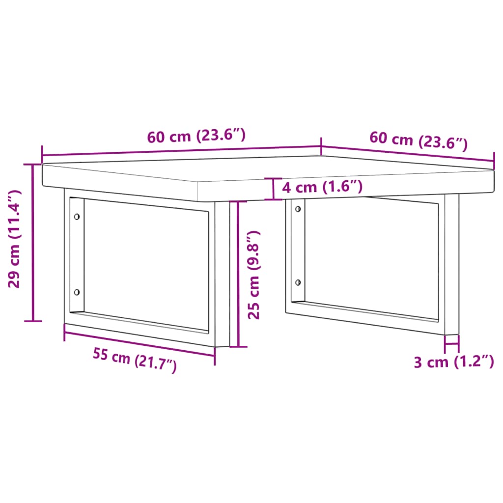 vidaXL Basin Shelf Wall Mounted Steel and Solid Wood Oak