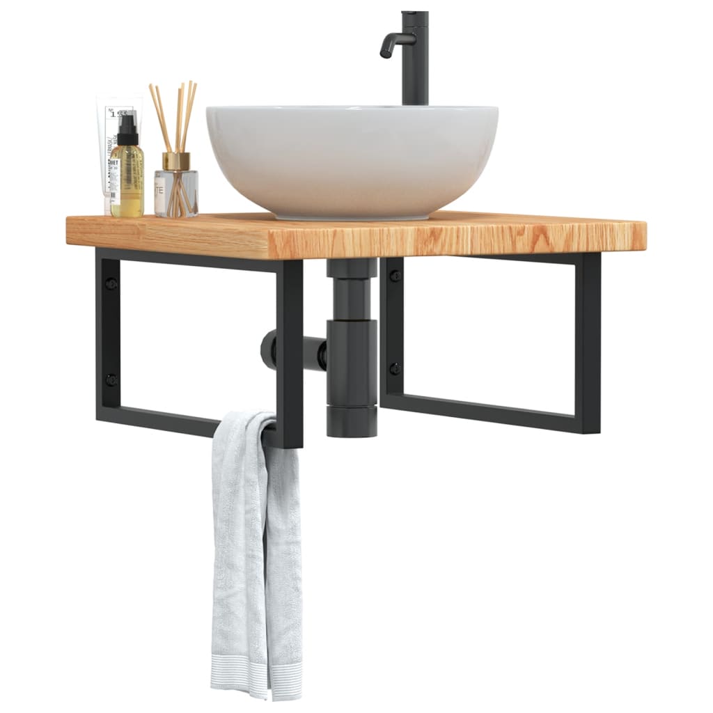 vidaXL Basin Shelf Wall Mounted Steel and Solid Wood Oak