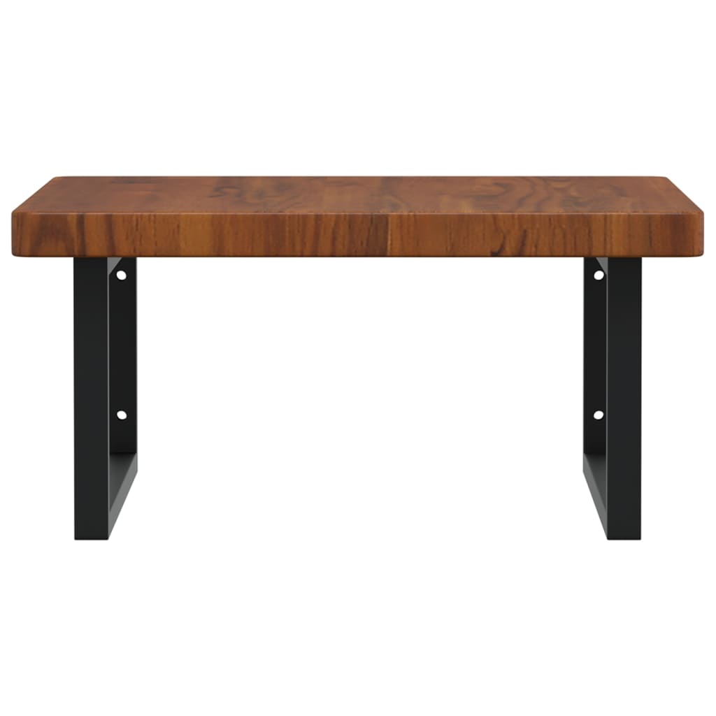 Basin Shelf Wall Mounted Steel and Solid Wood Oak