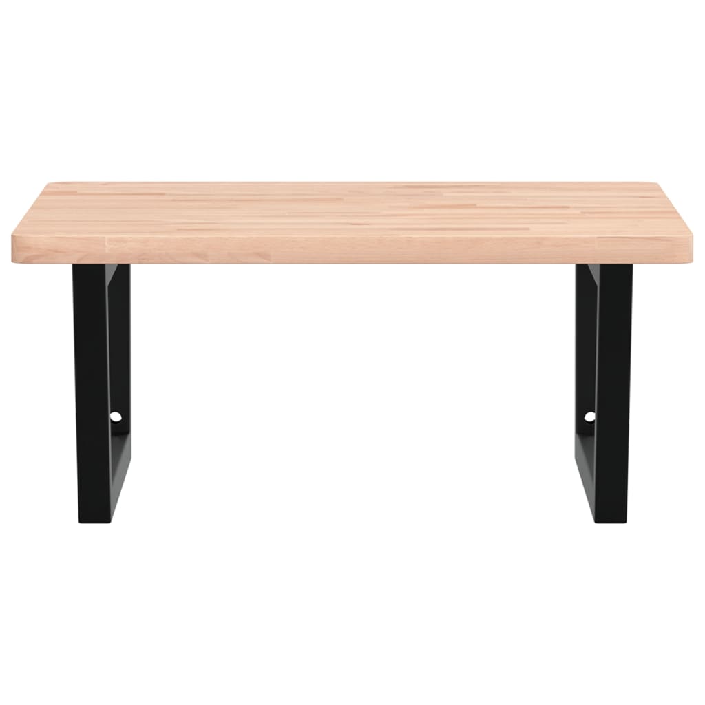 Basin Shelf Wall Mounted Steel and Solid Wood Beech