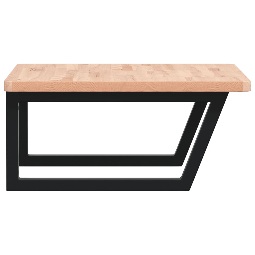 Basin Shelf Wall Mounted Steel and Solid Wood Beech
