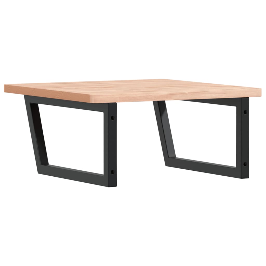 Basin Shelf Wall Mounted Steel and Solid Wood Beech