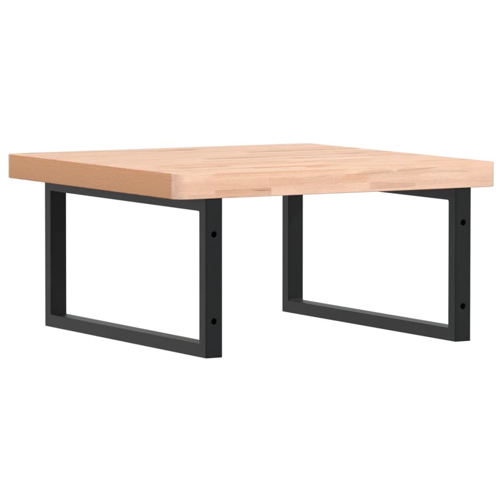 Basin Shelf Wall Mounted Steel and Solid Wood Beech