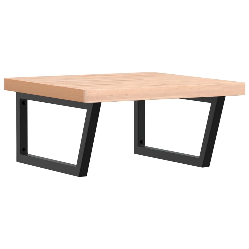 Basin Shelf Wall Mounted Steel and Solid Wood Beech
