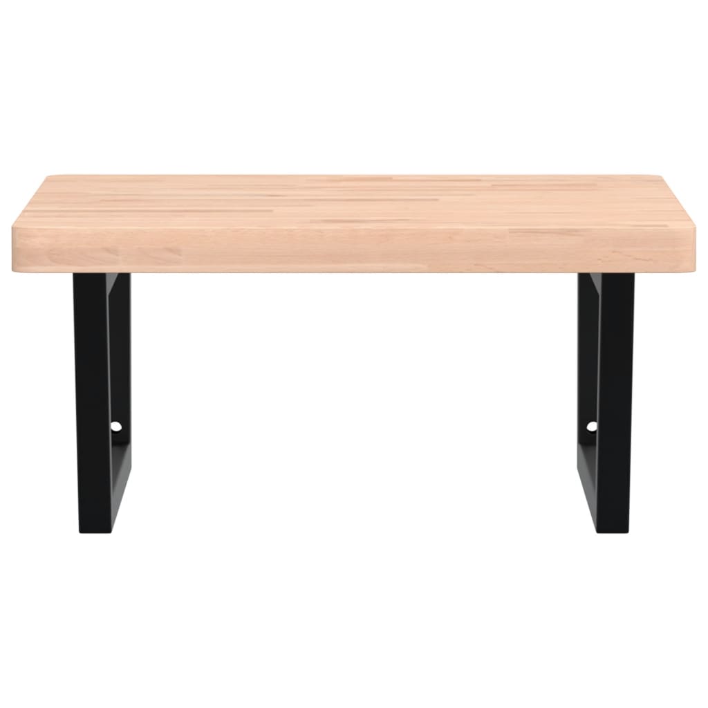 Basin Shelf Wall Mounted Steel and Solid Wood Beech