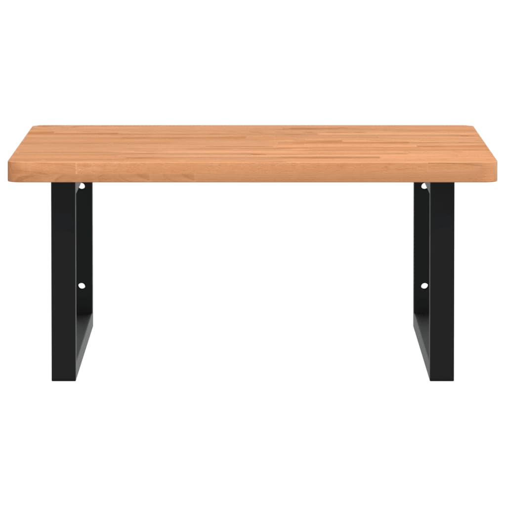 Basin Shelf Wall Mounted Steel and Solid Wood Beech