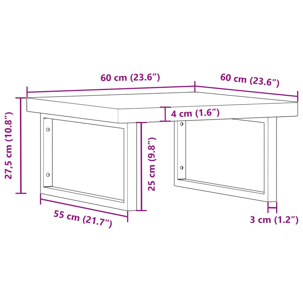 vidaXL Basin Shelf Wall Mounted Steel and Solid Wood Beech