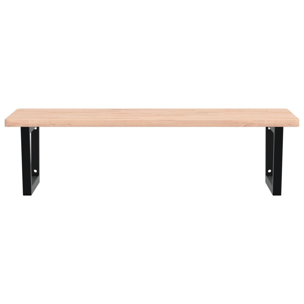 Basin Shelf Wall Mounted Steel and Solid Wood Beech