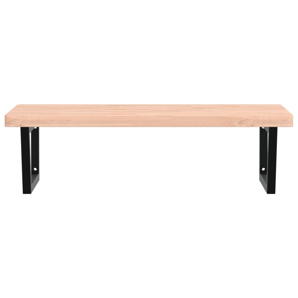 Basin Shelf Wall Mounted Steel and Solid Wood Beech