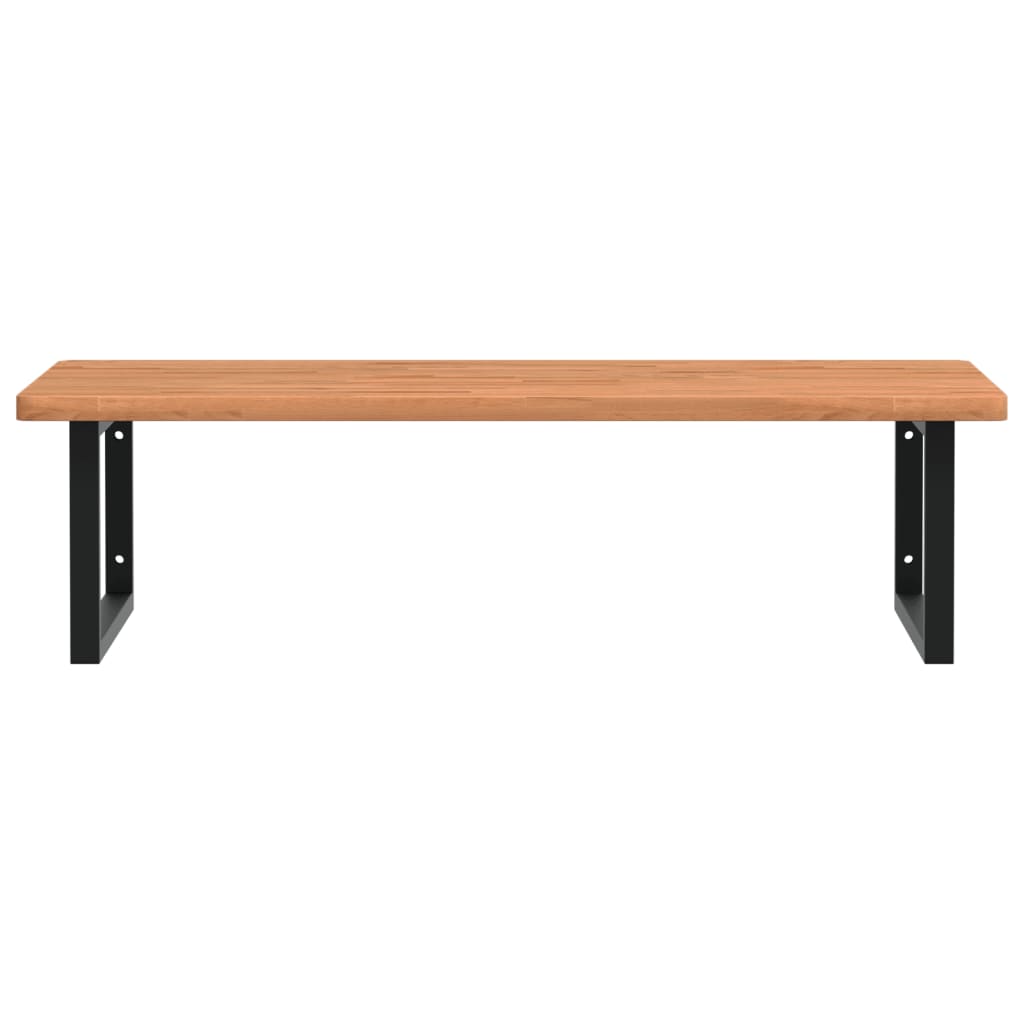 Basin Shelf Wall Mounted Steel and Solid Wood Beech